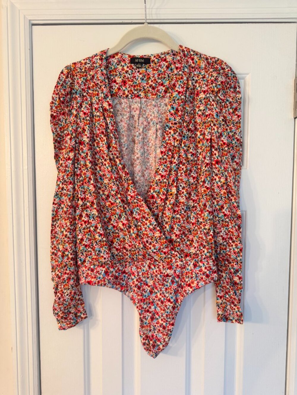 AFRM Nora Bodysuit in Red Ditsy - Small